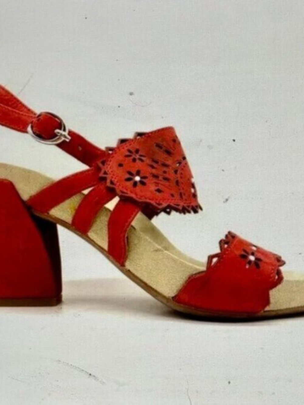[New] Earthies (8B) RosaritoJazzy Red Suede Slingback Comfy Dressy Sandals